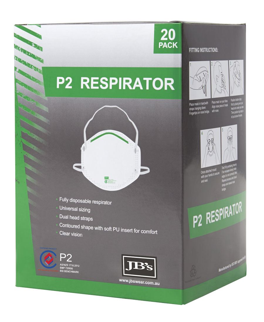 JB's P2 RESPIRATOR (20PC) JB's P2 RESPIRATOR (20PC) JB's wear Faster Workwear and Design