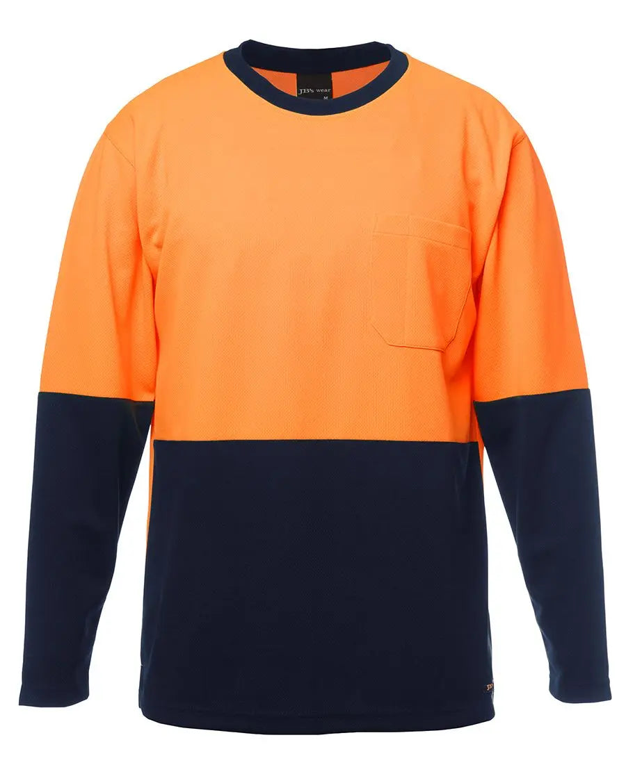 High Vis Long Sleeve Tee , Orange/Navy and Lime/Navy - Premium LONG SLEEVE TEE from - Just $19.95! Shop now at Faster Workwear and Design