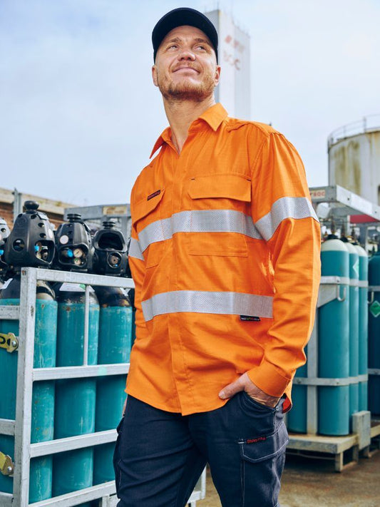 Apex 185 Taped Hi Vis Ripstop FR Vented Shirt Apex 185 Taped Hi Vis Ripstop FR Vented Shirt Bisley Workwear Faster Workwear and Design