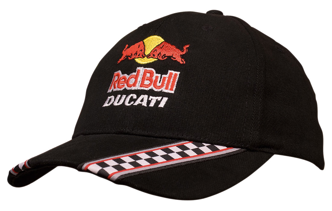 Brushed Heavy Cotton Cap with Racing Ribbon On Peak & Closure Brushed Heavy Cotton Cap with Racing Ribbon On Peak & Closure HEADWEAR STOCKISTS Faster Workwear and Design