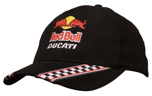 Brushed Heavy Cotton Cap with Racing Ribbon On Peak & Closure Brushed Heavy Cotton Cap with Racing Ribbon On Peak & Closure HEADWEAR STOCKISTS Faster Workwear and Design