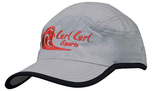 Microfibre Sports Cap with Trim on Edge of Crown & Peak Microfibre Sports Cap with Trim on Edge of Crown & Peak HEADWEAR STOCKISTS Faster Workwear and Design