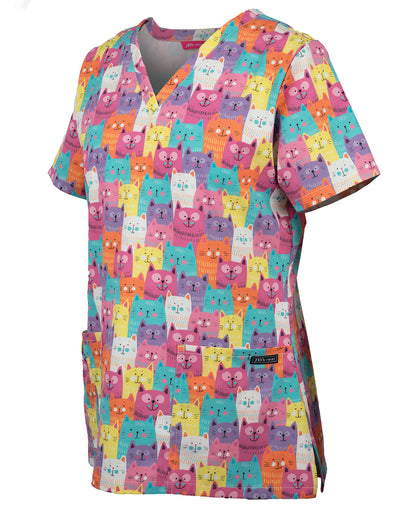 JB's LADIES SCRUB TOP PRINTED CAT JB's LADIES SCRUB TOP PRINTED CAT JB's wear Faster Workwear and Design