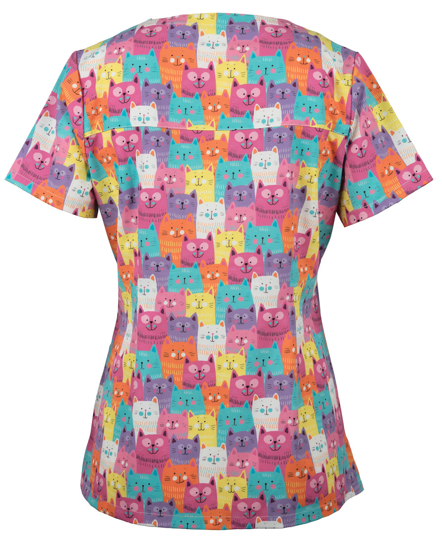 JB's LADIES SCRUB TOP PRINTED CAT JB's LADIES SCRUB TOP PRINTED CAT JB's wear Faster Workwear and Design