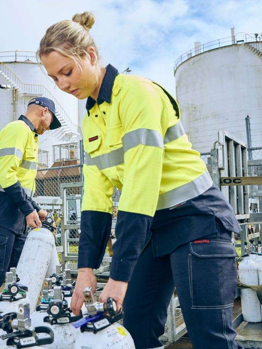 Apex 160 Women's Taped Hi Vis FR Ripstop Vented Shirt Apex 160 Women's Taped Hi Vis FR Ripstop Vented Shirt Bisley Workwear Faster Workwear and Design