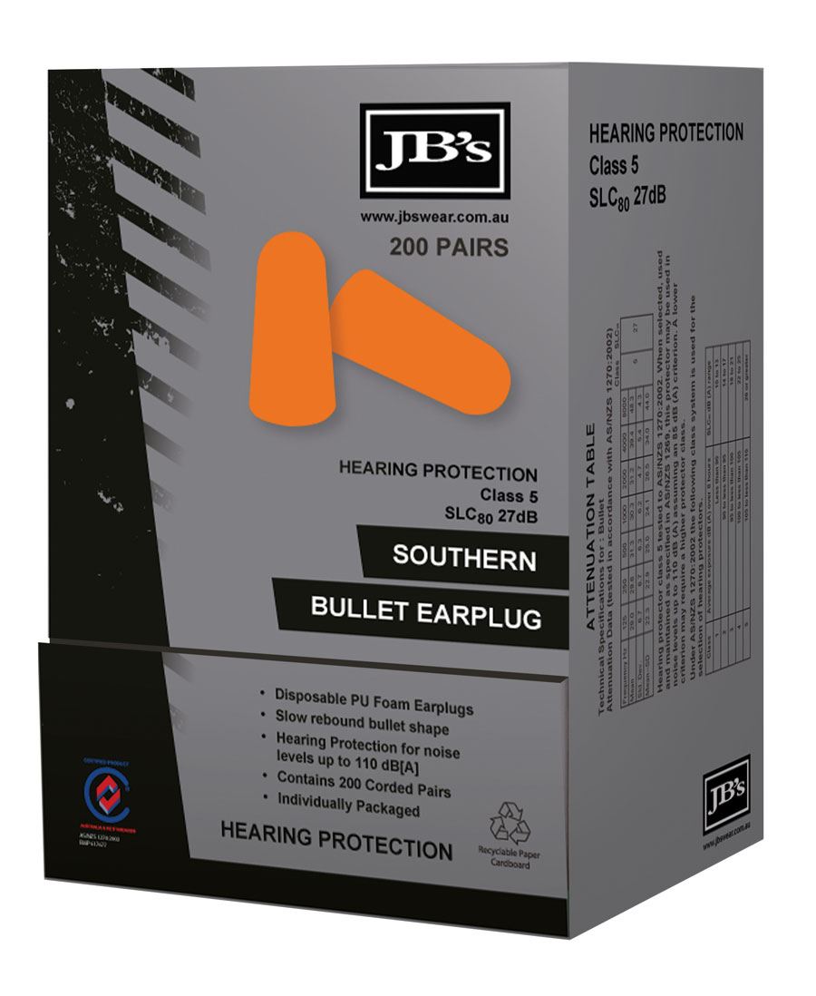 JB's SOUTHERN BULLET EARPLUG (200 PAIR) JB's SOUTHERN BULLET EARPLUG (200 PAIR) JB's wear Faster Workwear and Design