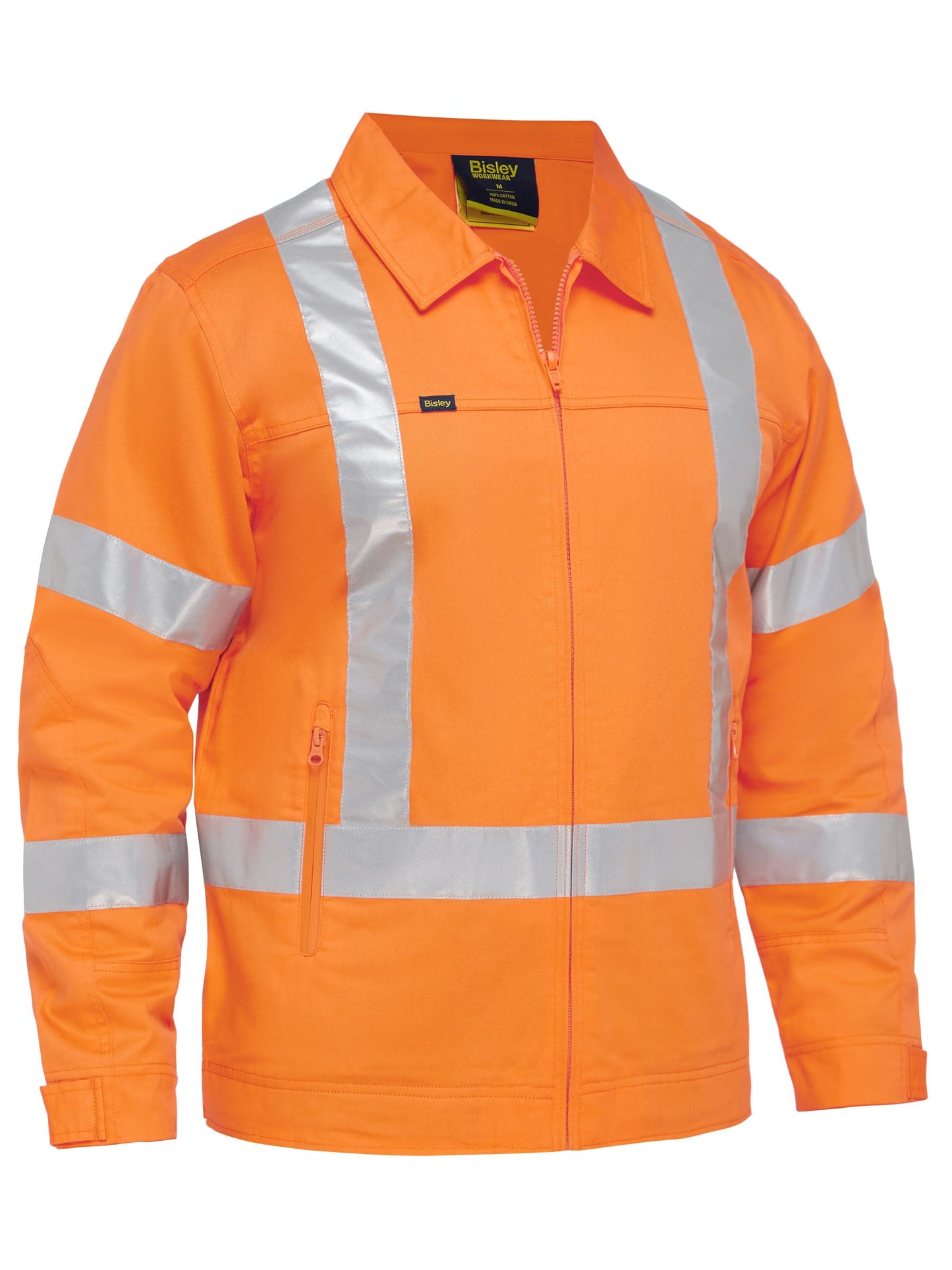 X Taped Hi Vis Drill Jacket With Liquid Repellent Finish X Taped Hi Vis Drill Jacket With Liquid Repellent Finish Bisley Workwear Faster Workwear and Design