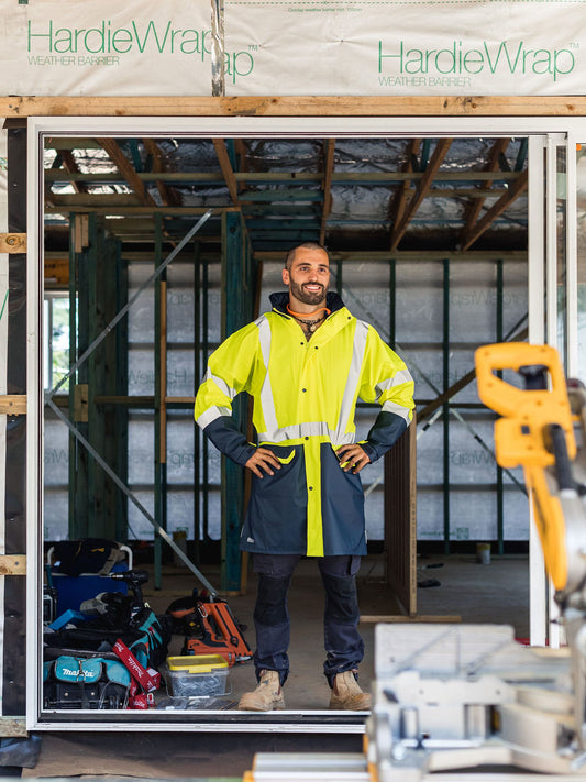 Taped Hi Vis Stretch PU Rain Coat Taped Hi Vis Stretch PU Rain Coat Bisley Workwear Faster Workwear and Design