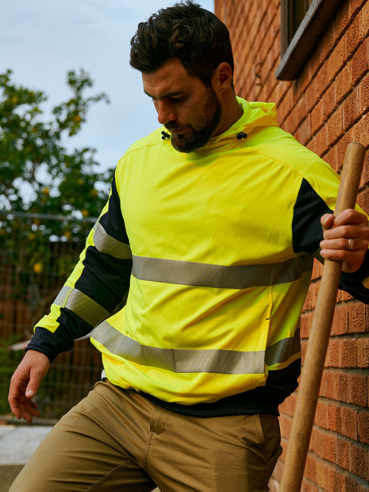 Taped Two Tone Hi Vis Contrast 4 Way Stretchy Hoodie Taped Two Tone Hi Vis Contrast 4 Way Stretchy Hoodie Bisley Workwear Faster Workwear and Design