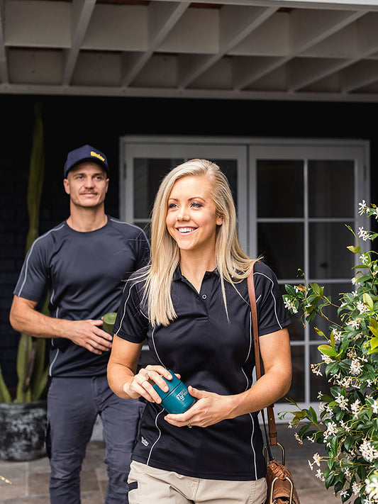 Women's Cool Mesh Polo with Reflective Piping Women's Cool Mesh Polo with Reflective Piping Bisley Workwear Faster Workwear and Design