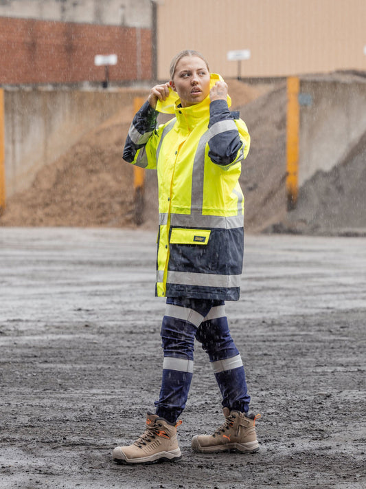 Women's Taped Hi Vis 5 in 1 Rain Jacket Women's Taped Hi Vis 5 in 1 Rain Jacket Bisley Workwear Faster Workwear and Design
