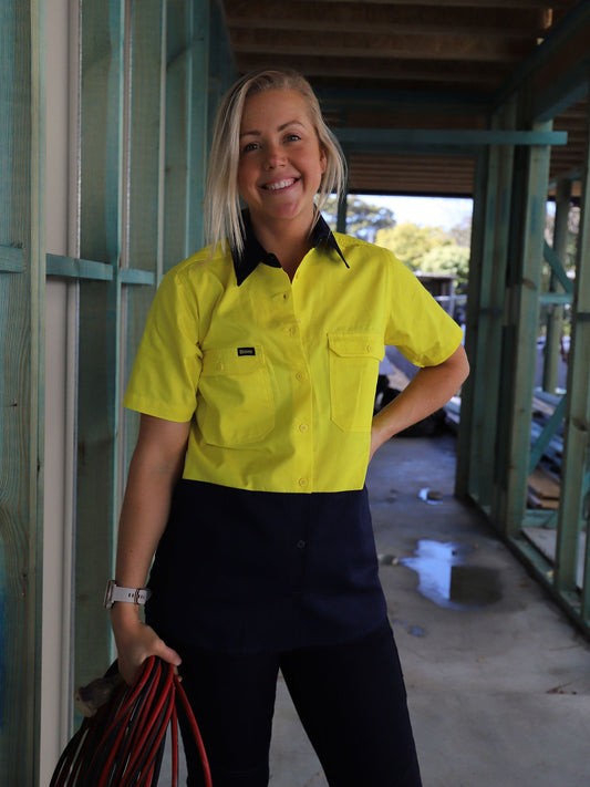 Women's Cool Lightweight Hi Vis Drill Shirt Women's Cool Lightweight Hi Vis Drill Shirt Bisley Workwear Faster Workwear and Design
