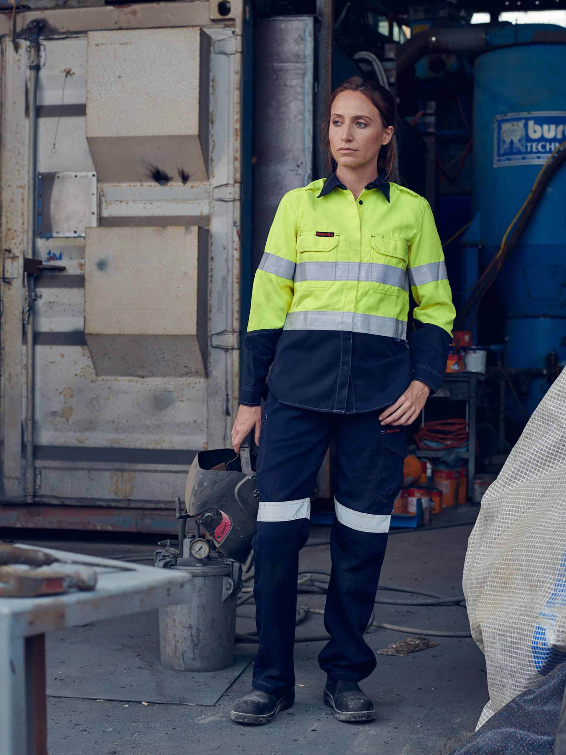 Womens TenCate Tecasafe® Plus Taped Two Tone Hi Vis FR Closed Front Shirt With Concealed Front Placket- Long Sleeve Womens TenCate Tecasafe® Plus Taped Two Tone Hi Vis FR Closed Front Shirt With Concealed Front Placket- Long Sleeve Bisley Workwear Faster Workwear and Design