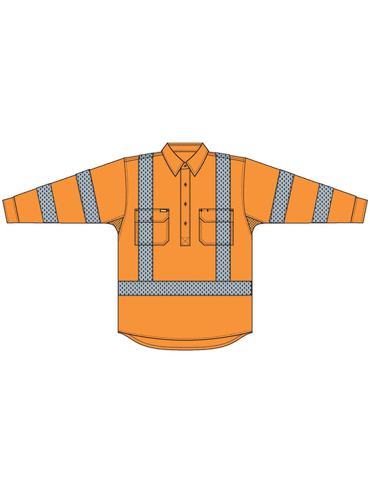X Taped Closed Front Hi Vis Cool Lightweight Drill Shirt X Taped Closed Front Hi Vis Cool Lightweight Drill Shirt Bisley Workwear Faster Workwear and Design