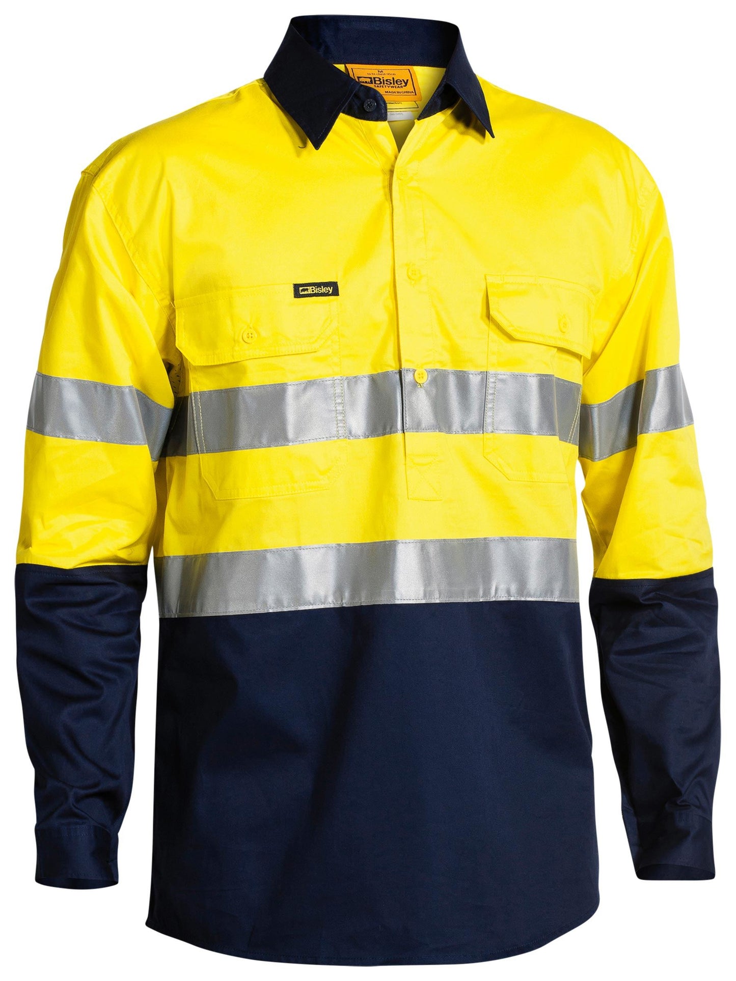 Taped Hi Vis Closed Front Cool Lightweight Shirt Taped Hi Vis Closed Front Cool Lightweight Shirt Bisley Workwear Faster Workwear and Design