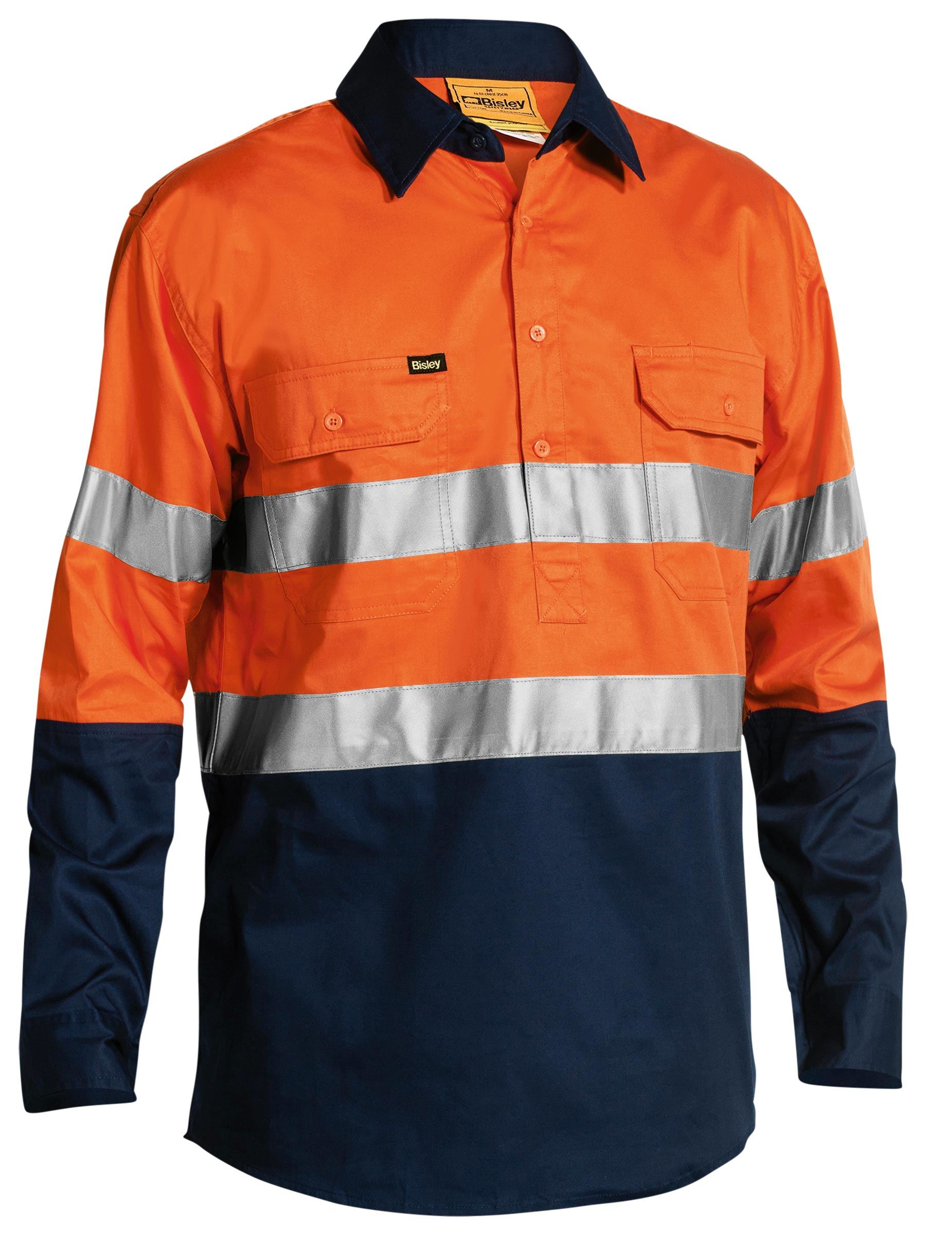 Taped Hi Vis Closed Front Cool Lightweight Shirt Taped Hi Vis Closed Front Cool Lightweight Shirt Bisley Workwear Faster Workwear and Design