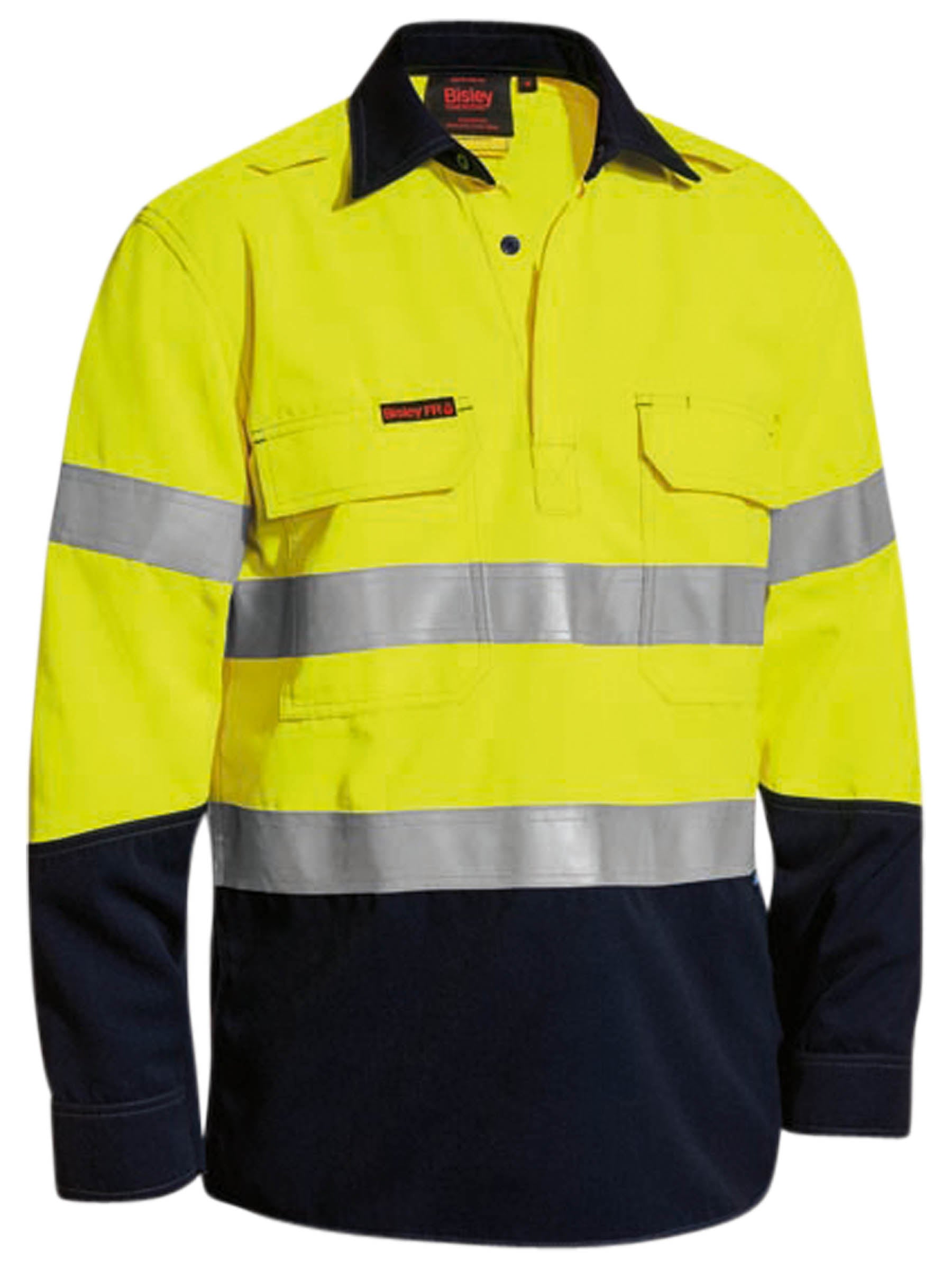 TenCate Tecasafe® Plus Taped Two Tone Hi Vis Closed Front Vented Shirt - Long Sleeve TenCate Tecasafe® Plus Taped Two Tone Hi Vis Closed Front Vented Shirt - Long Sleeve Bisley Workwear Faster Workwear and Design