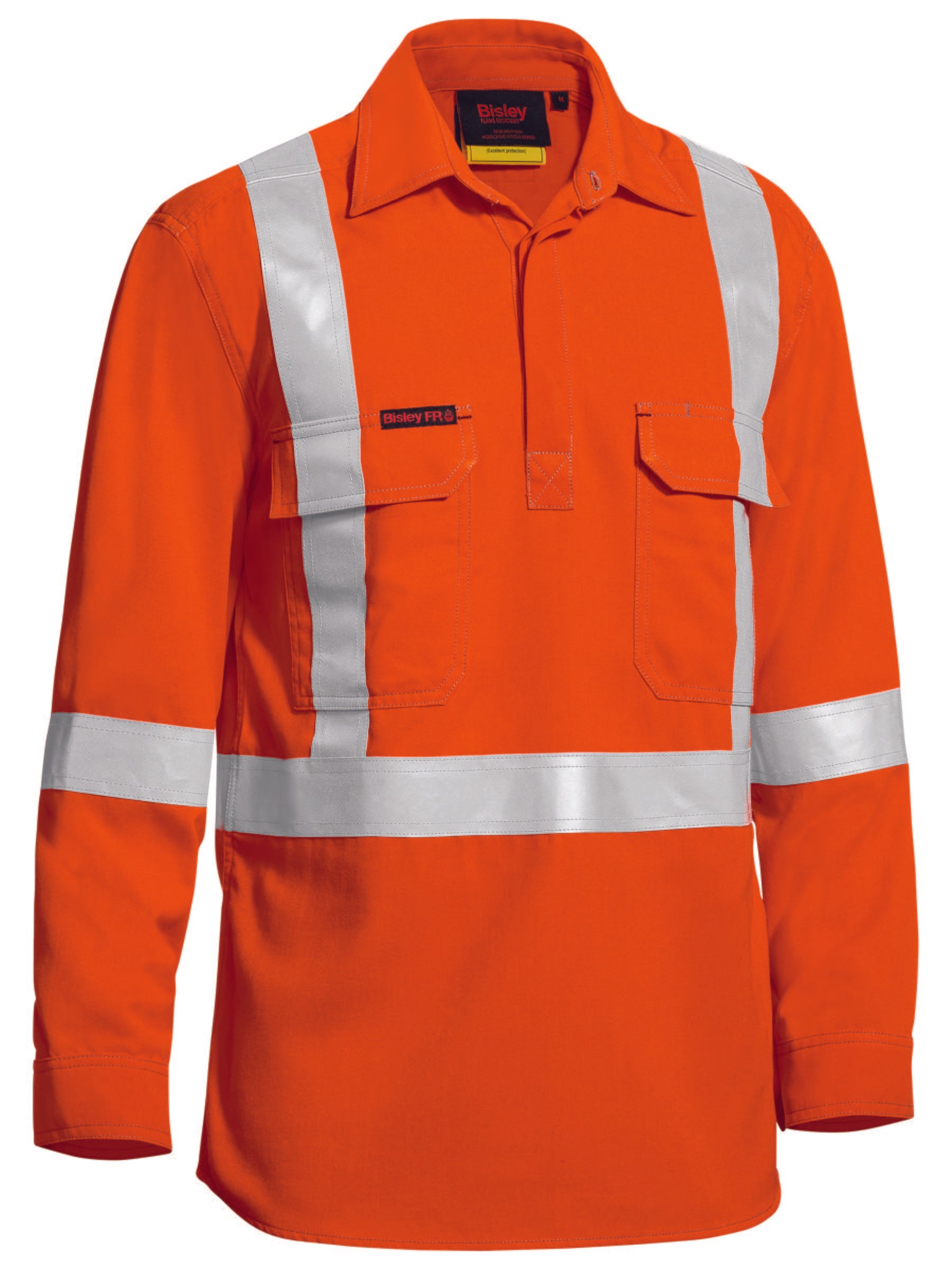 TenCate Tecasafe® Plus Taped hi Vis Closed Front Lightweight FR Shirt - Long Sleeve TenCate Tecasafe® Plus Taped hi Vis Closed Front Lightweight FR Shirt - Long Sleeve Bisley Workwear Faster Workwear and Design