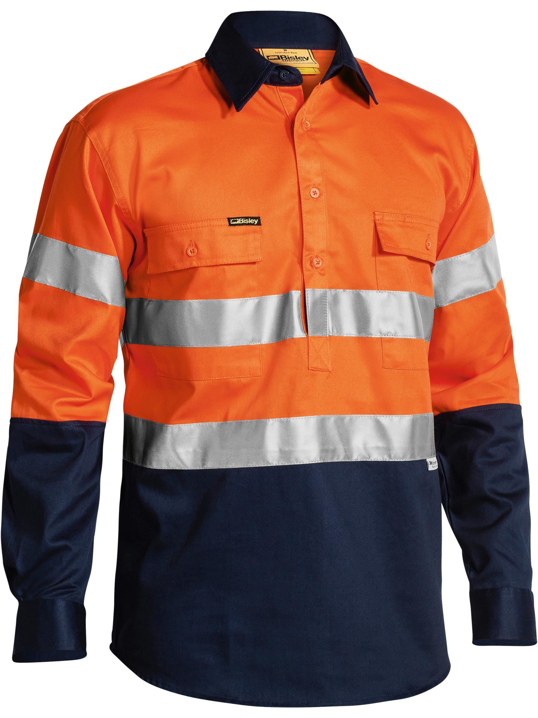 Taped Hi Vis Closed Front Drill Shirt Taped Hi Vis Closed Front Drill Shirt Bisley Workwear Faster Workwear and Design