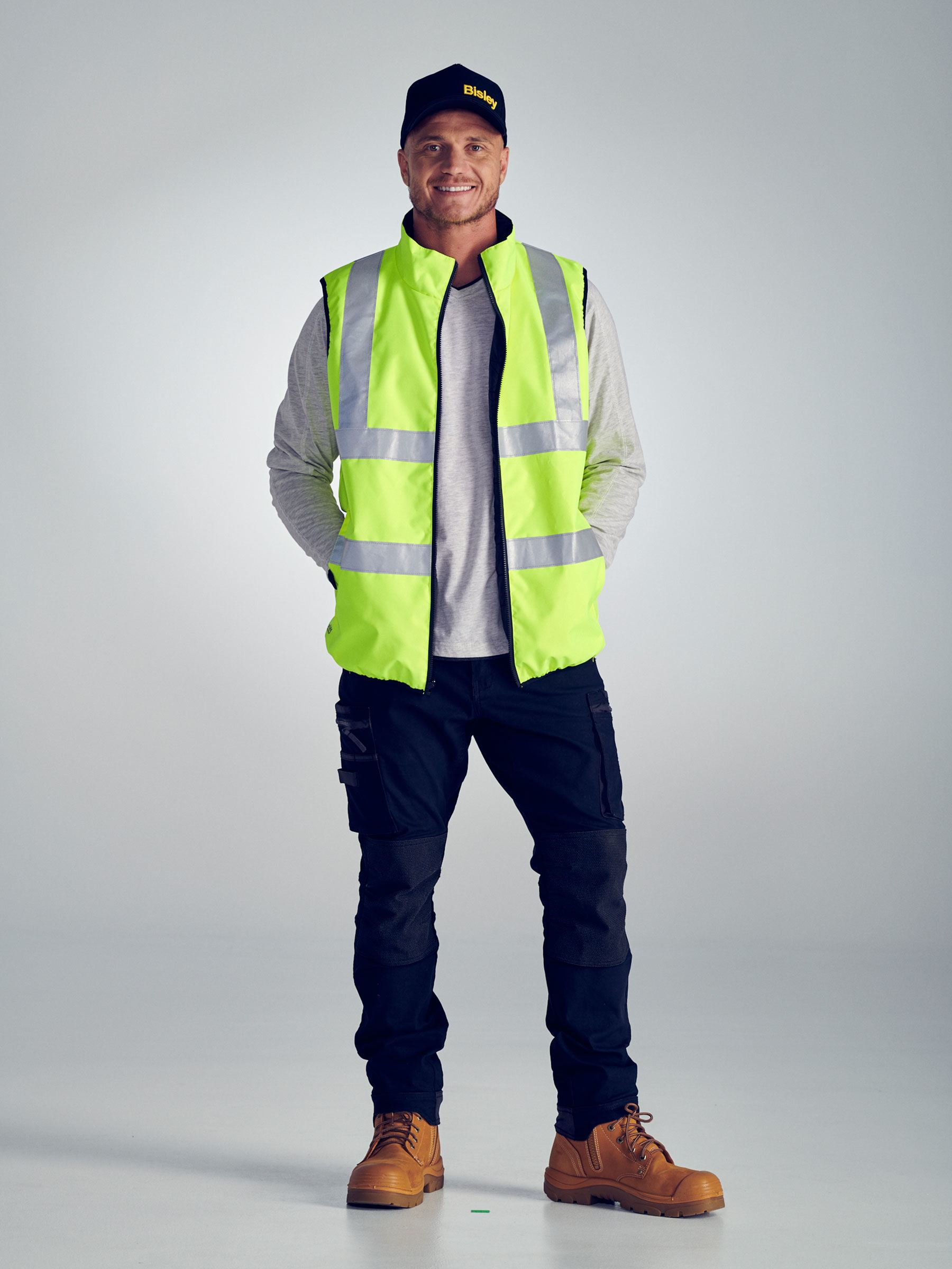 Taped Hi Vis Reversible Puffer Vest Taped Hi Vis Reversible Puffer Vest Bisley Workwear Faster Workwear and Design