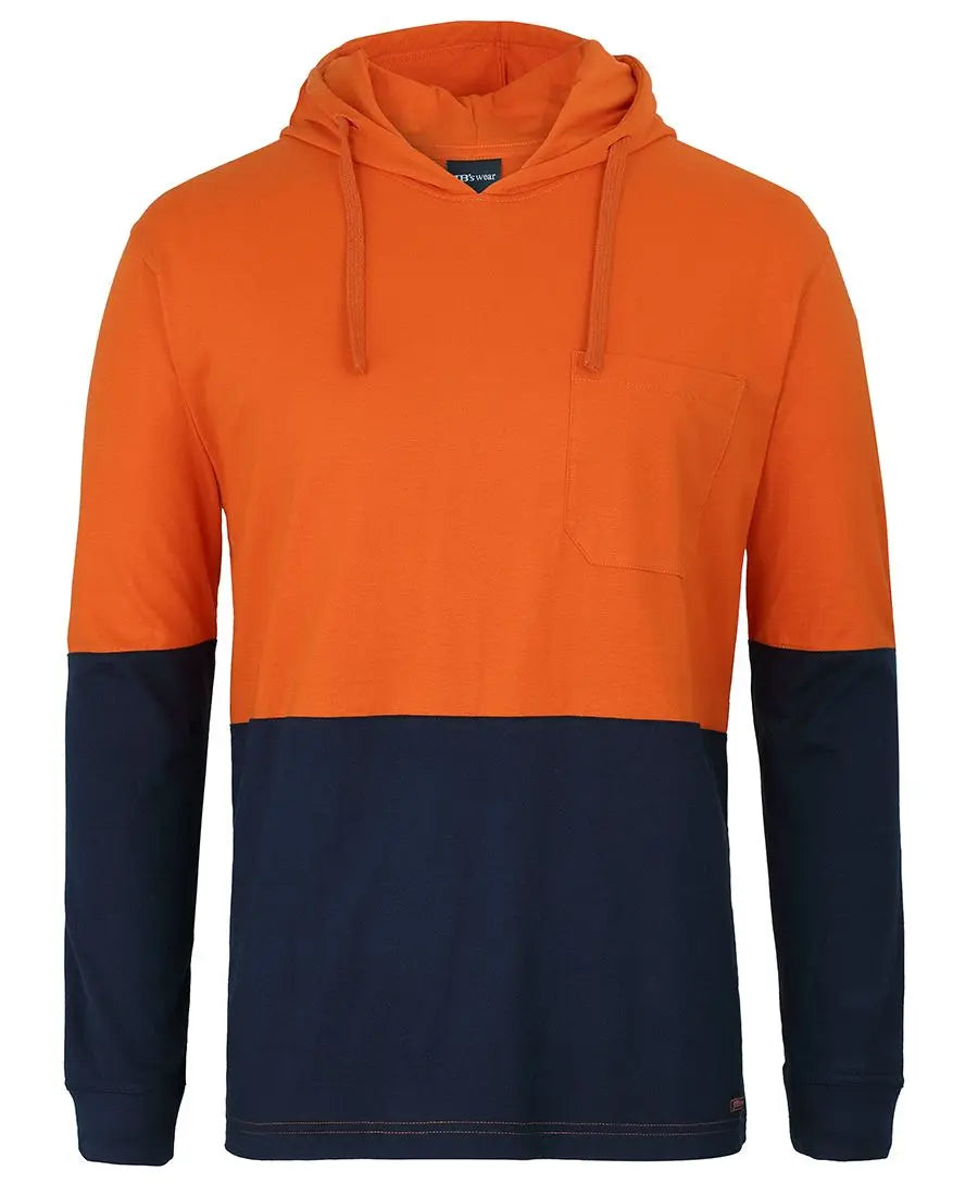 Hi Vis L/S Cotton Tee with Hood - Premium Apparel & Accessories from - Just $29.95! Shop now at Faster Workwear and Design