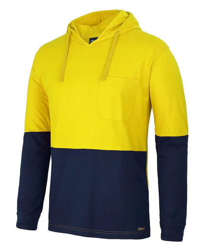 Hi Vis L/S Cotton Tee with Hood - Premium Apparel & Accessories from - Just $29.95! Shop now at Faster Workwear and Design